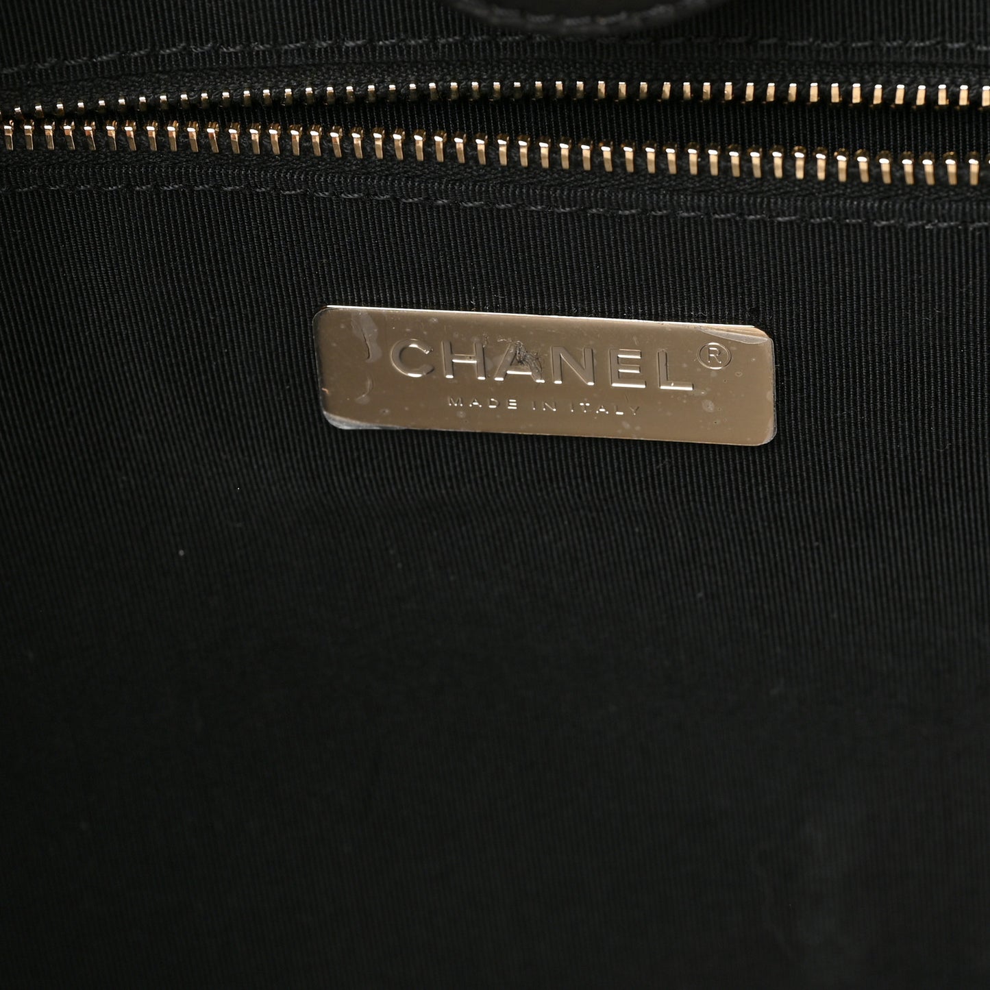 Shiny Crumpled Sheepskin Shearling CC Mania Tote Bag Black Beige