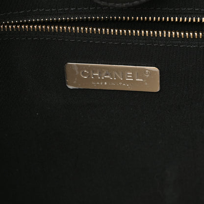 Chanel Shiny Crumpled Sheepskin Shearling CC Mania Tote Bag Black Beige 6 of 9