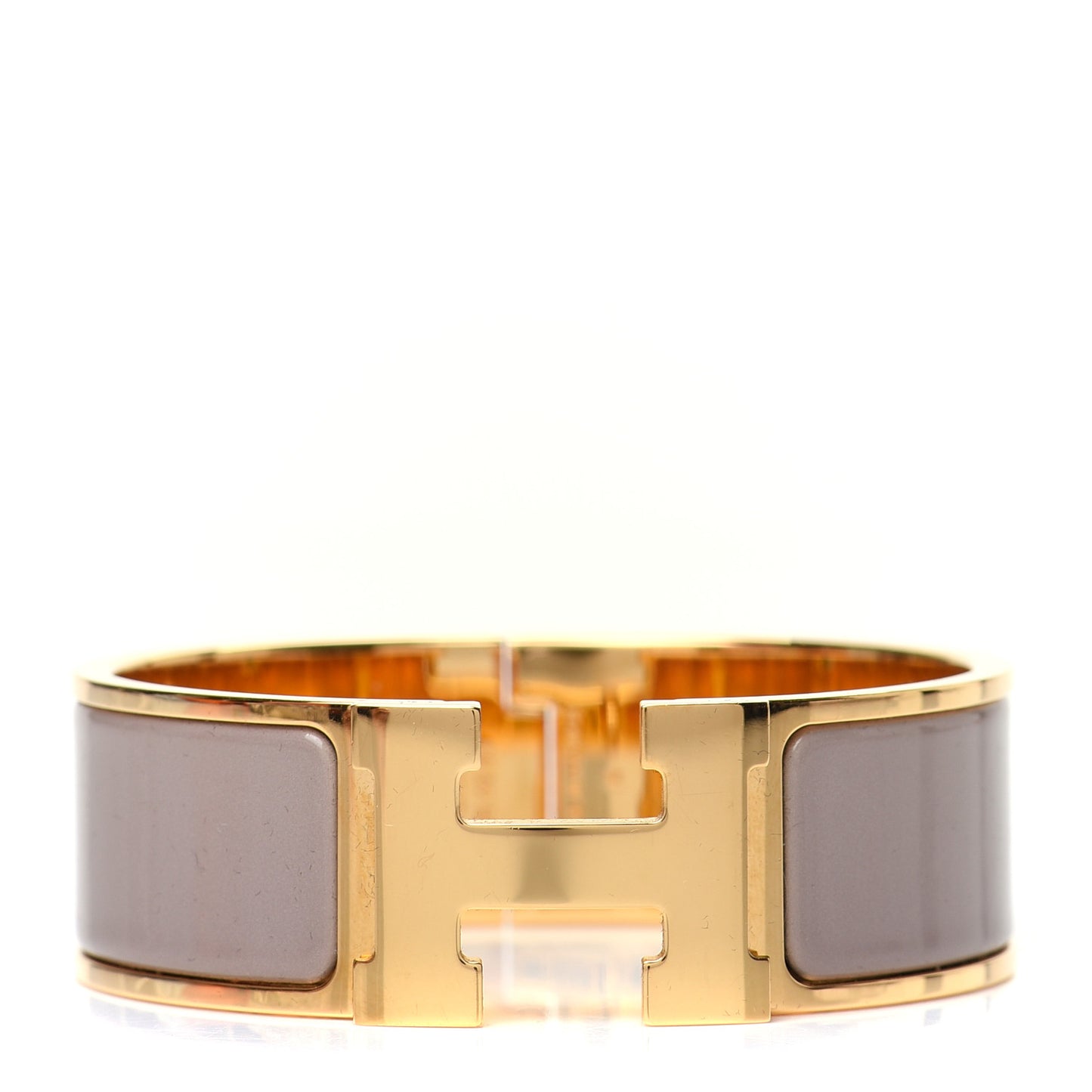 Enamel Wide Clic Clac H Bracelet PM Marron Glace