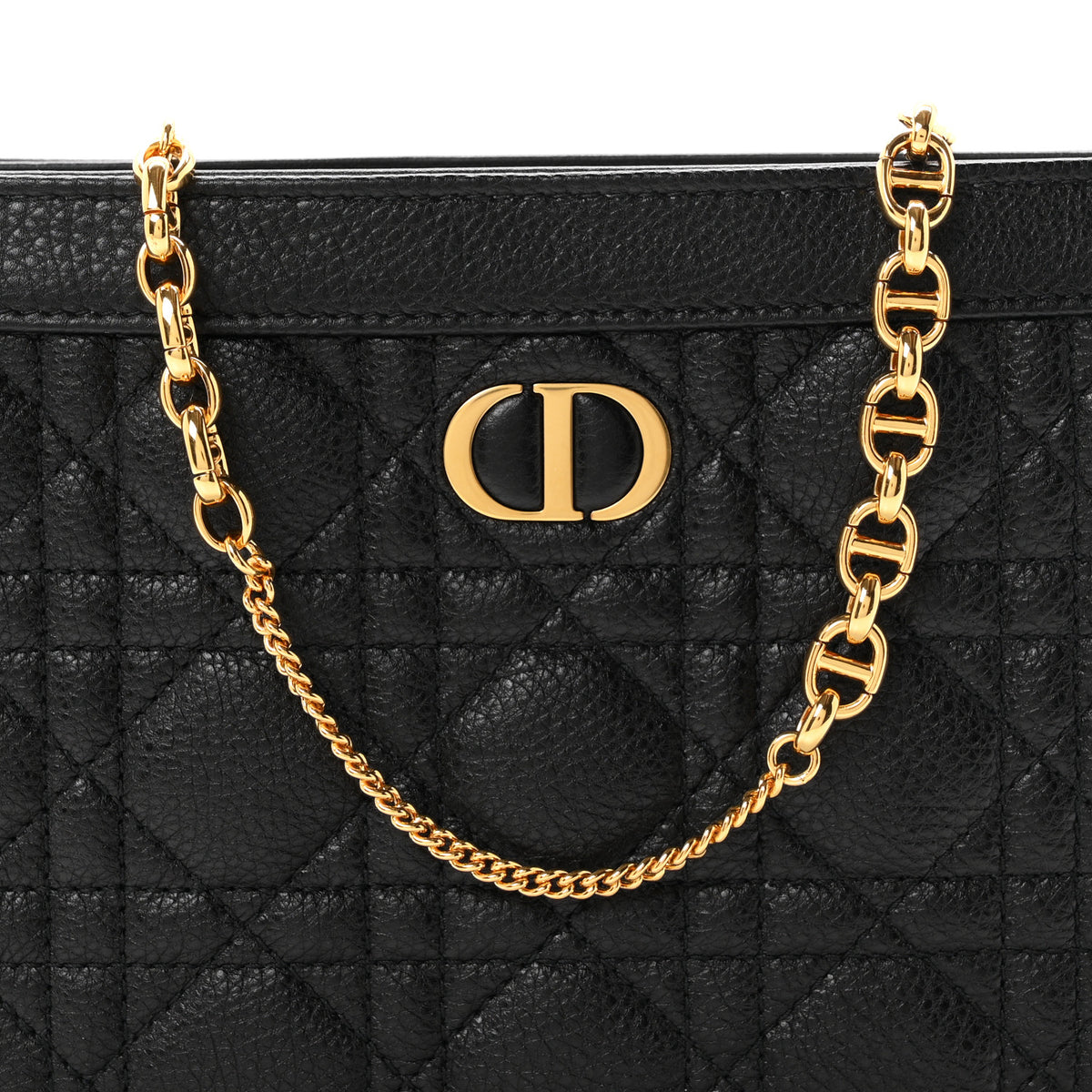 Christian Dior Calfskin Cannage Caro Zipped Pouch With Chain Black 8 of 10