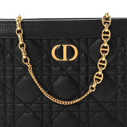 Christian Dior Calfskin Cannage Caro Zipped Pouch With Chain Black 8 of 10