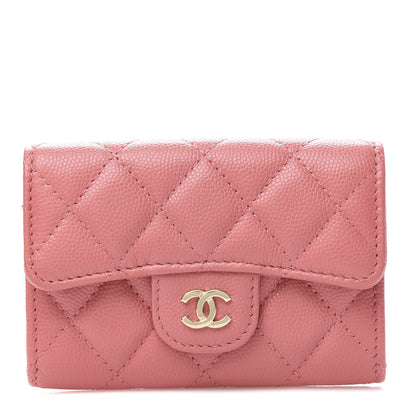 Chanel Caviar Quilted Flap Card Holder Pink 1 of 9