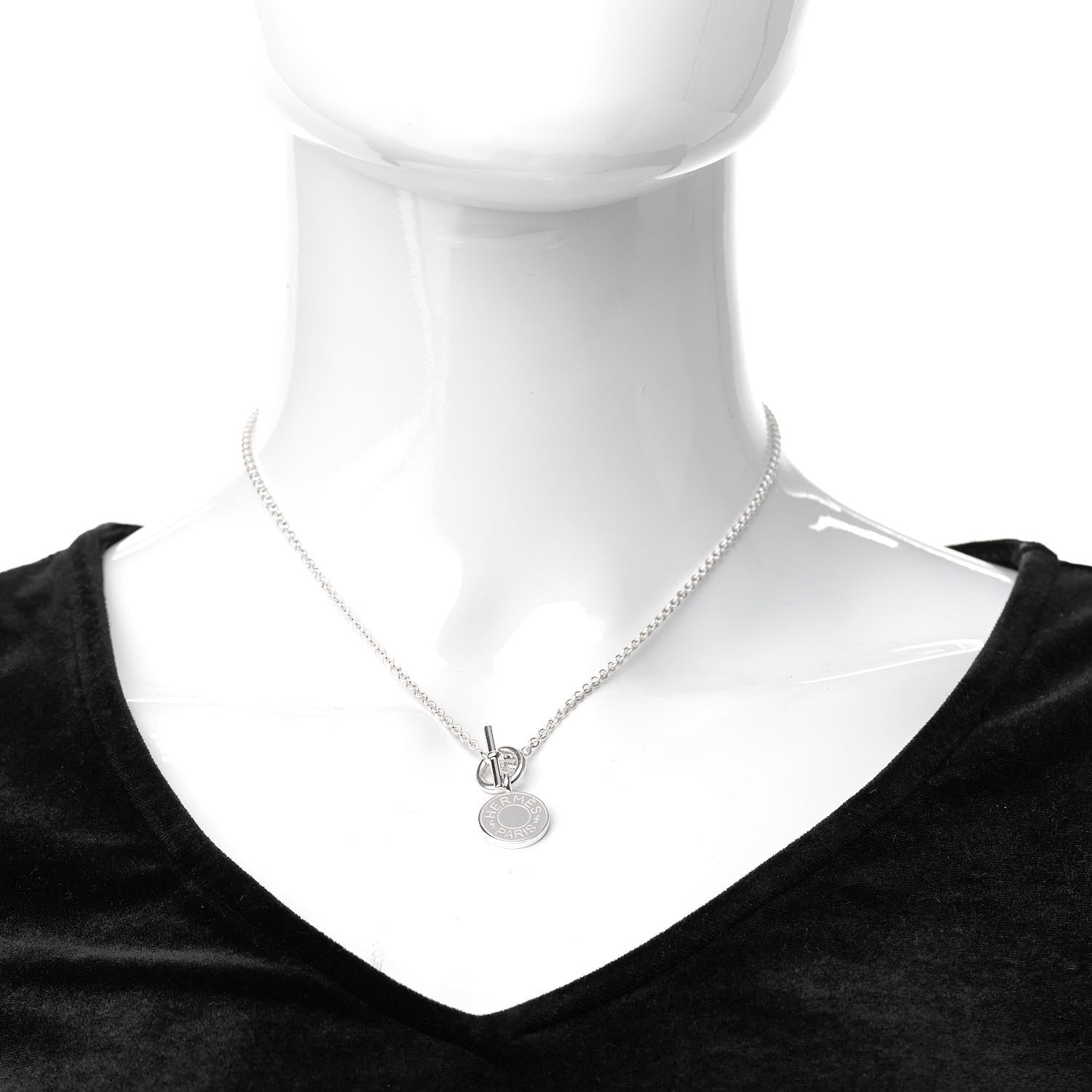 Hermes Sterling Silver Mini Clou de Selle Charm Pendant Necklace 2 of 5