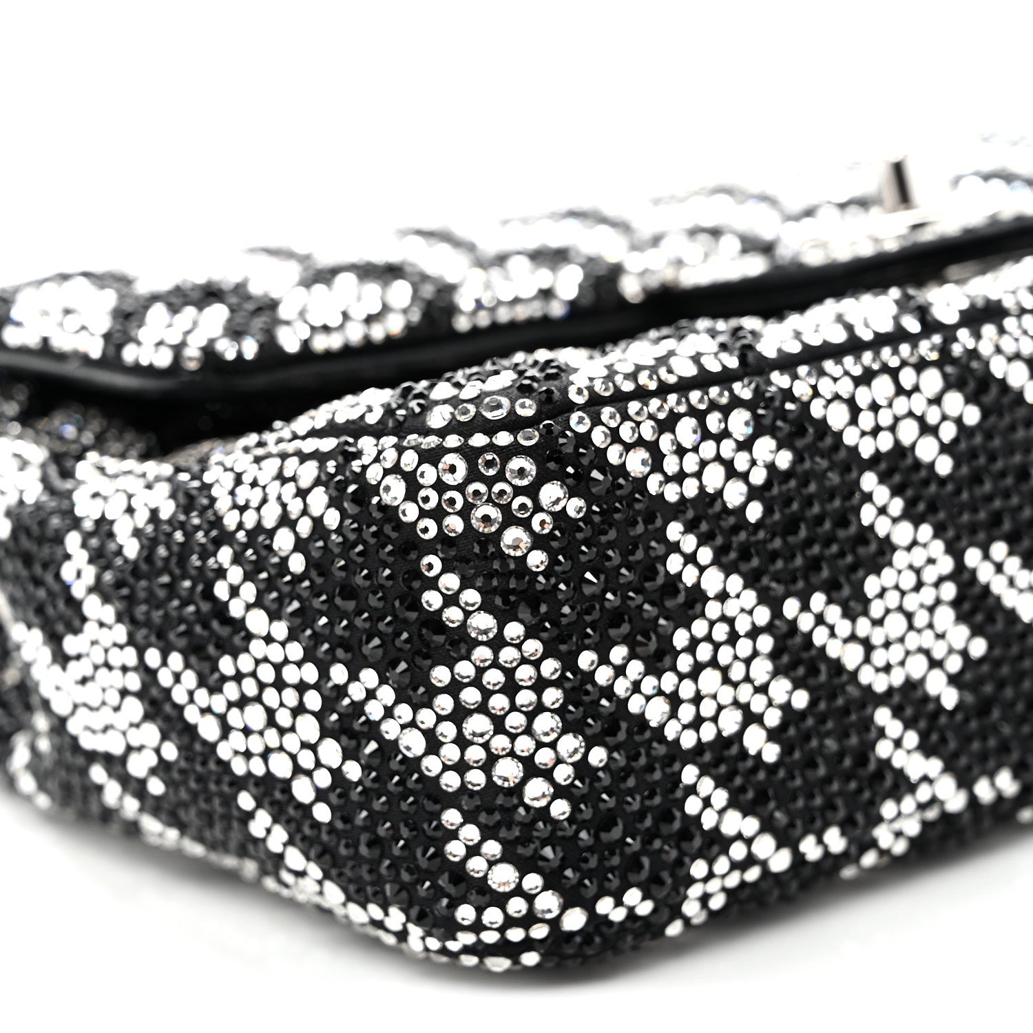 Chanel Satin Crystal Diamante Houndstooth Small Flap Black 9 of 11