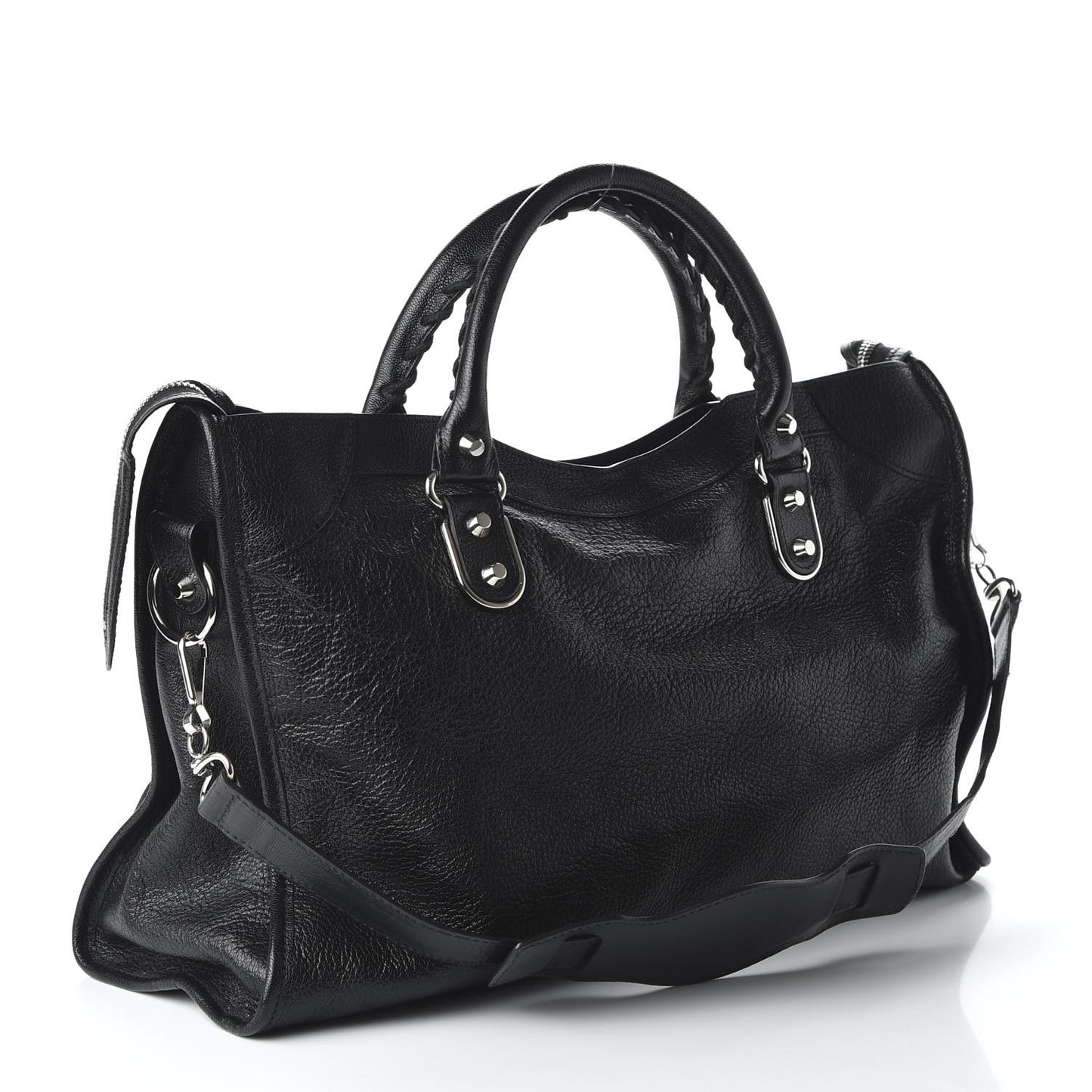Chevre Silver Metallic Edge Hardware City Black