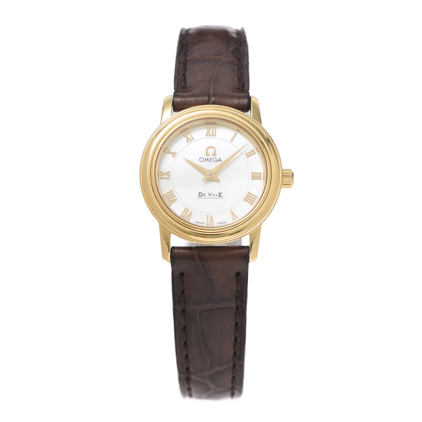 18K Yellow Gold Crocodile Mother of Pearl 22mm De Ville Prestige Quartz Watch 4670.71.02