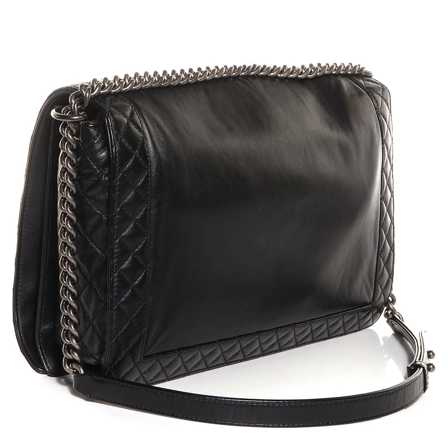 Calfskin Enchained XL Boy Flap Black