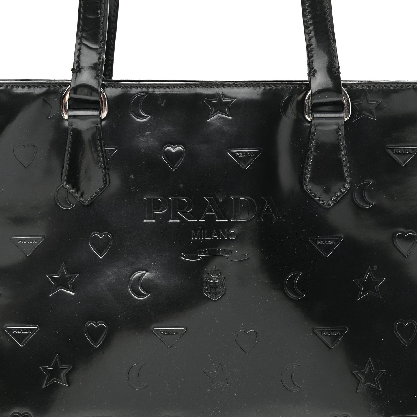 Spazzolato Logo Embossed Tote Black