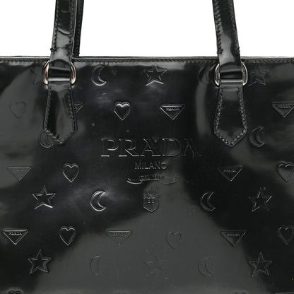 Prada Spazzolato Logo Embossed Tote Black 7 of 12