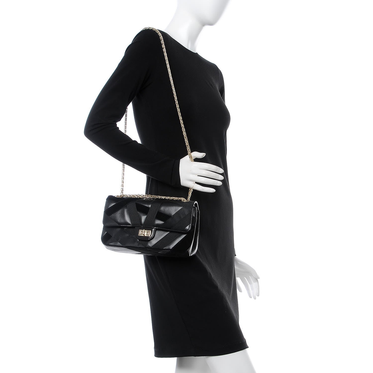 Chanel Lambskin Velvet Grosgrain Quilted 2.55 Reissue 225 Flap Black 3 of 9