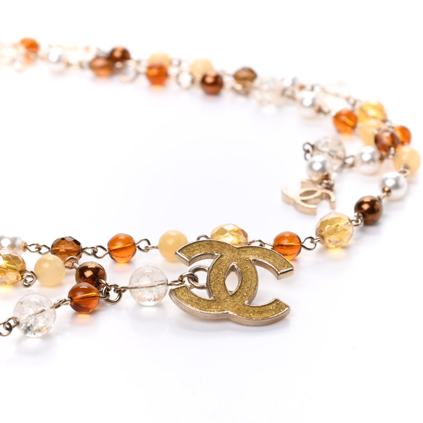 Beaded Pearl CC Belt Brown Gold