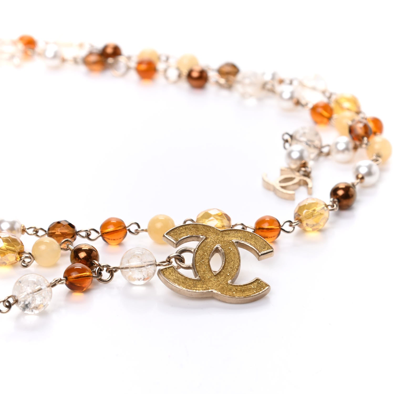 Chanel Beaded Pearl CC Belt Brown Gold 3 of 4