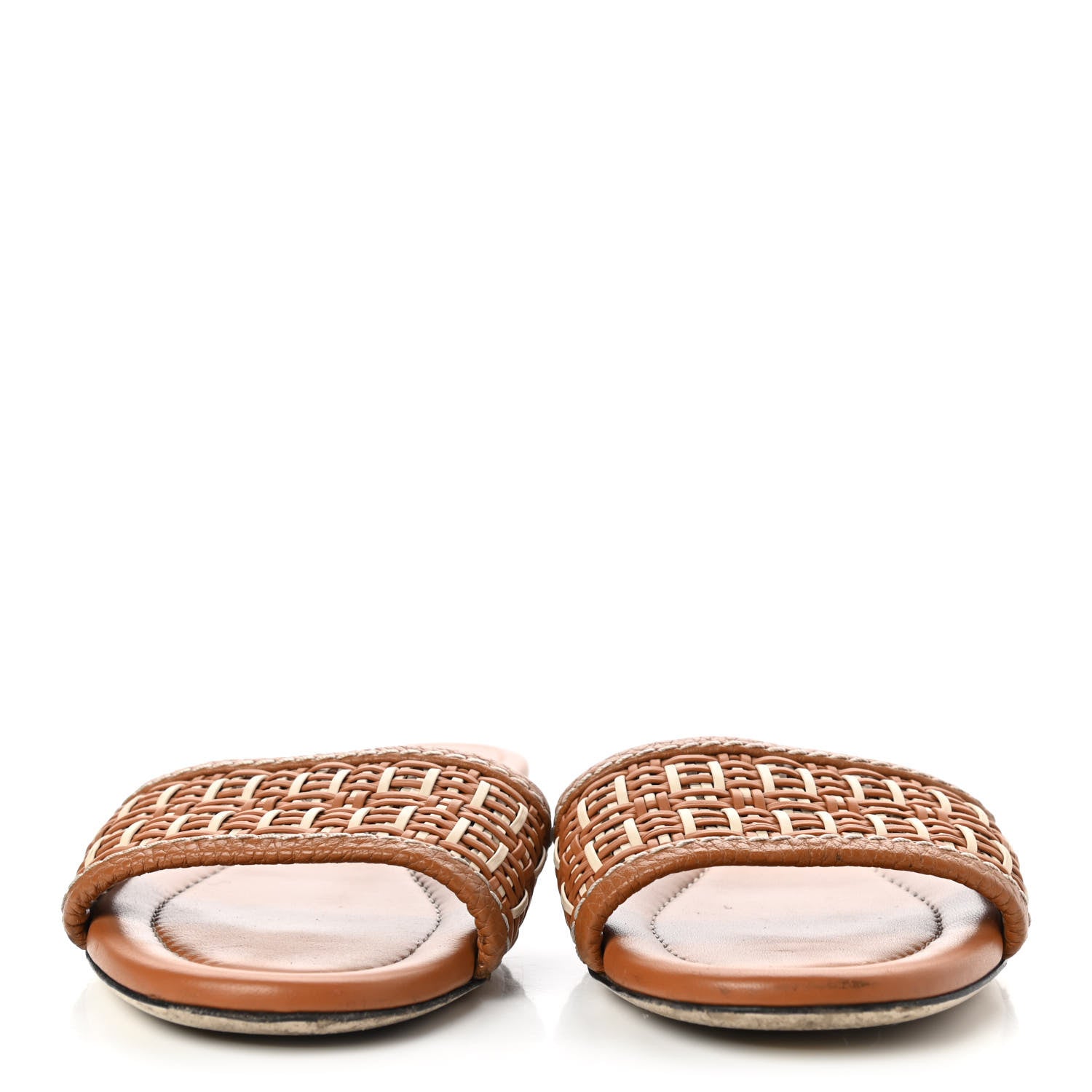 Fendi Calfskin FF Flat Sandals 38.5 Brandy Camelia Naturale 2 of 10
