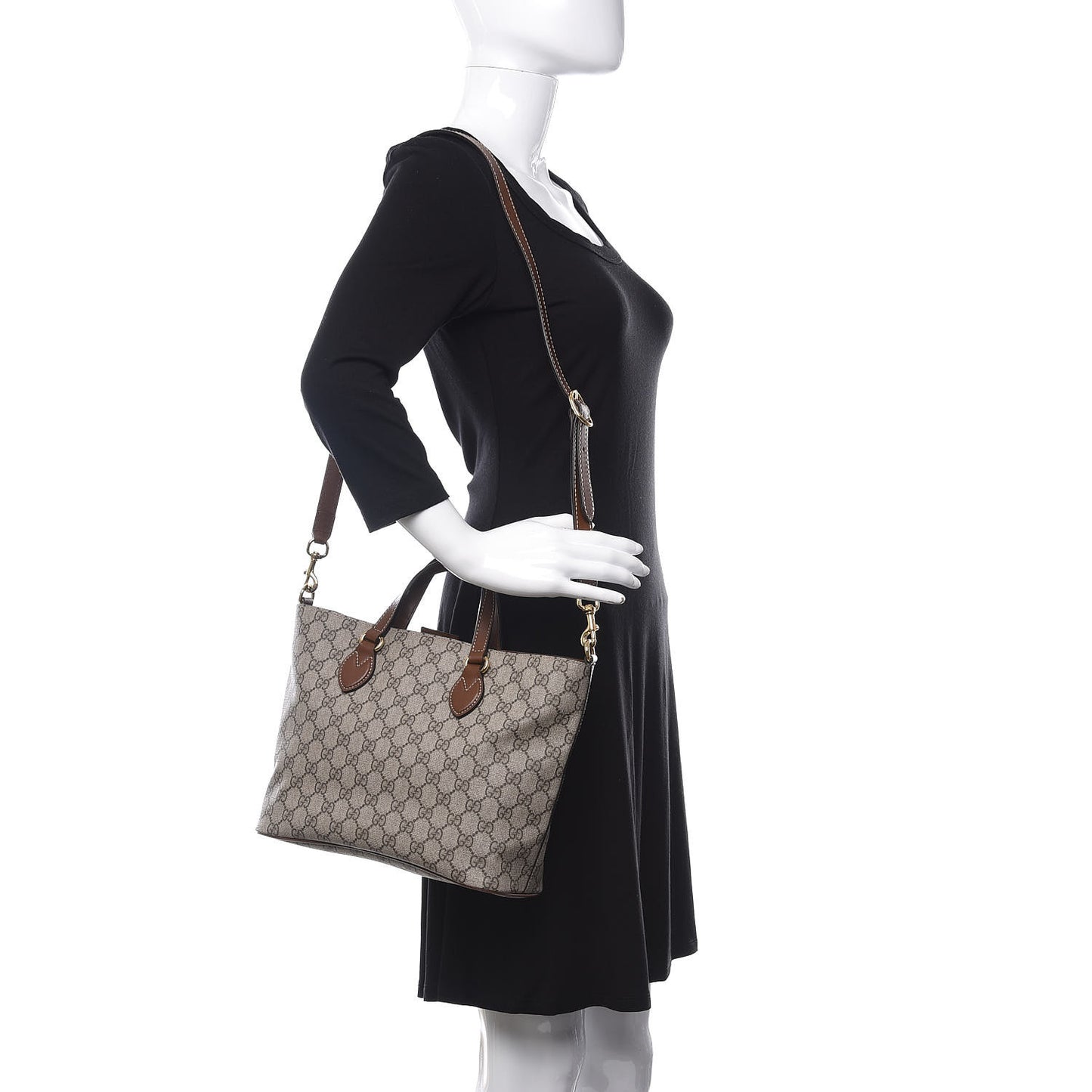Soft GG Supreme Monogram Small Crossbody Tote Beige Cuir