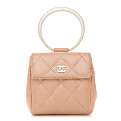 Chanel Iridescent Lambskin Quilted Round Handle Mini Flap Beige 1 of 12
