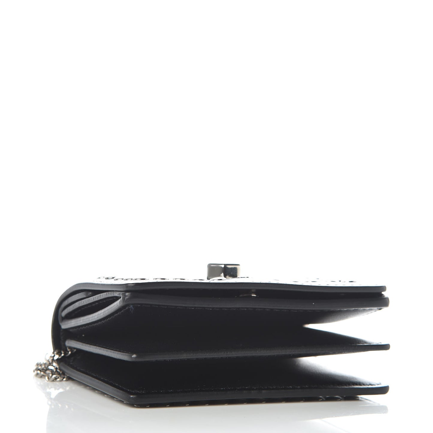 Calfskin Studded Jessie Chain Card Case Black