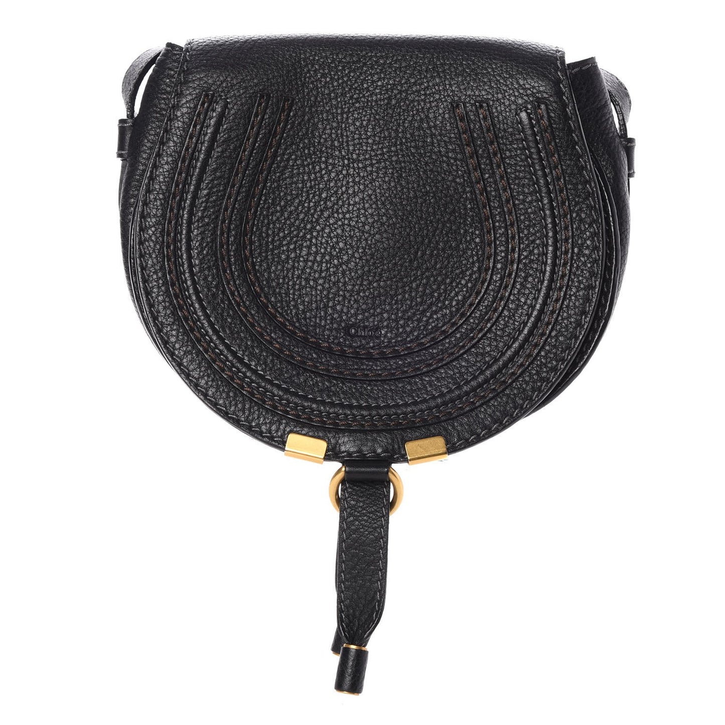 Calfskin Mini Marcie Round Crossbody Bag Black