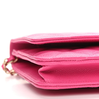 Chanel Caviar Quilted Wallet on Chain WOC Dark Pink 9 of 11
