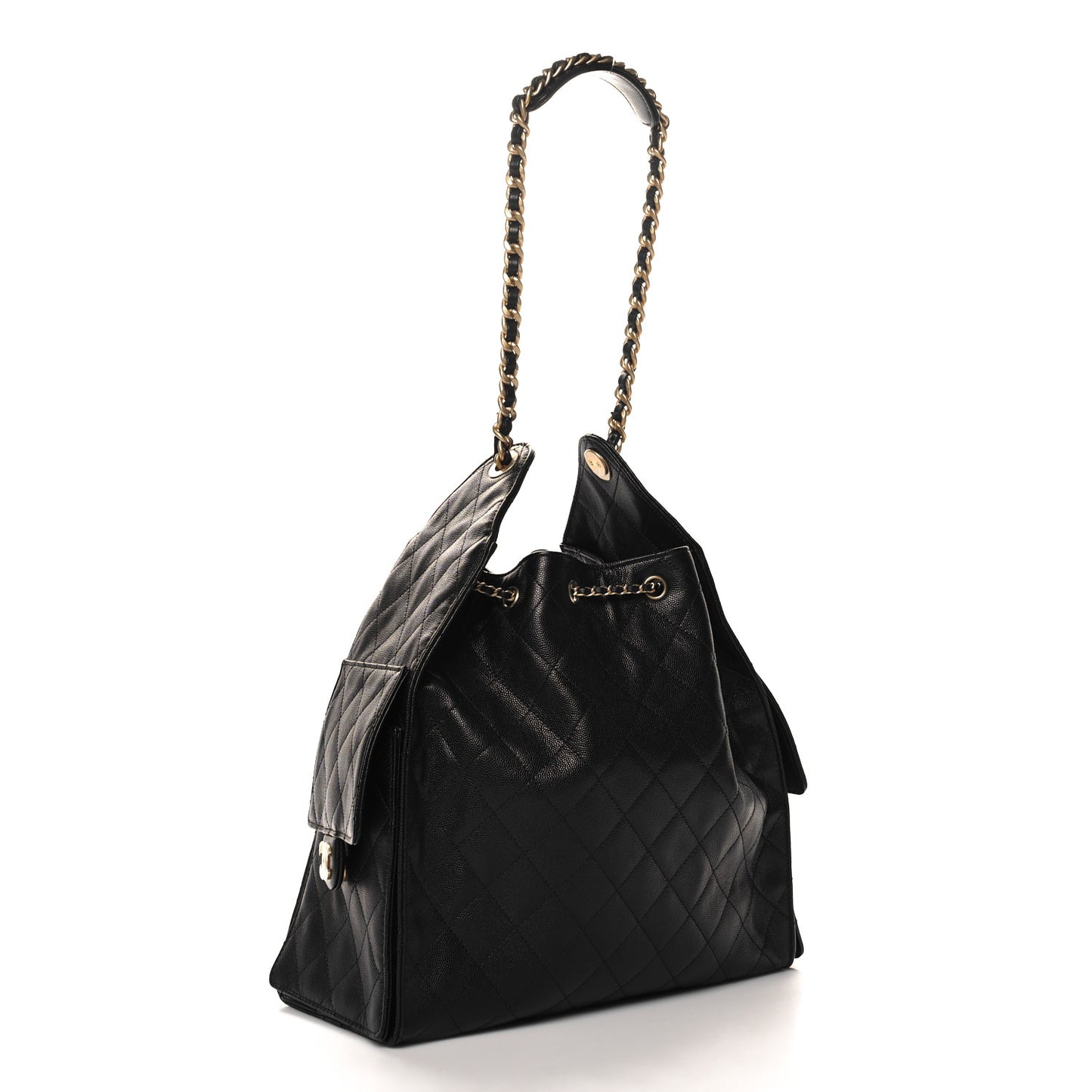Caviar Quilted Medium Chanel 25 Handbag Black