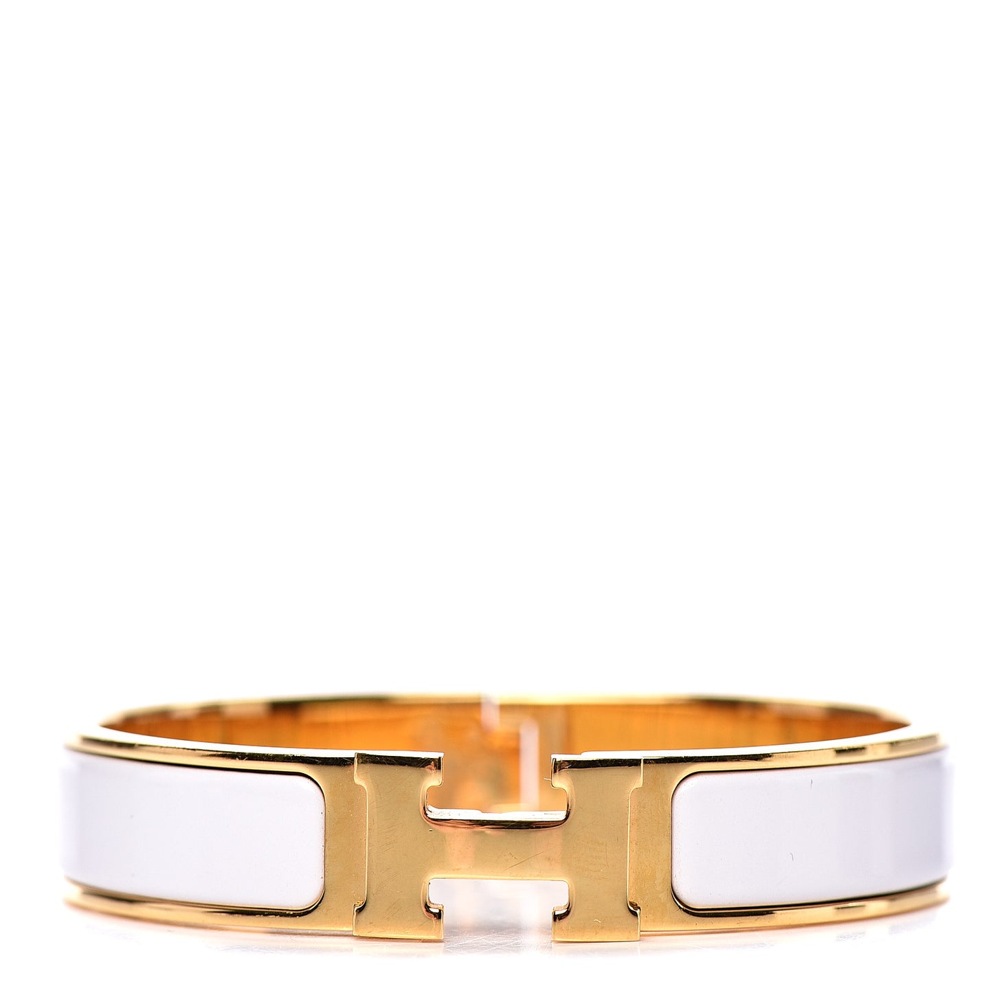 Enamel Narrow Clic Clac H Bracelet PM White