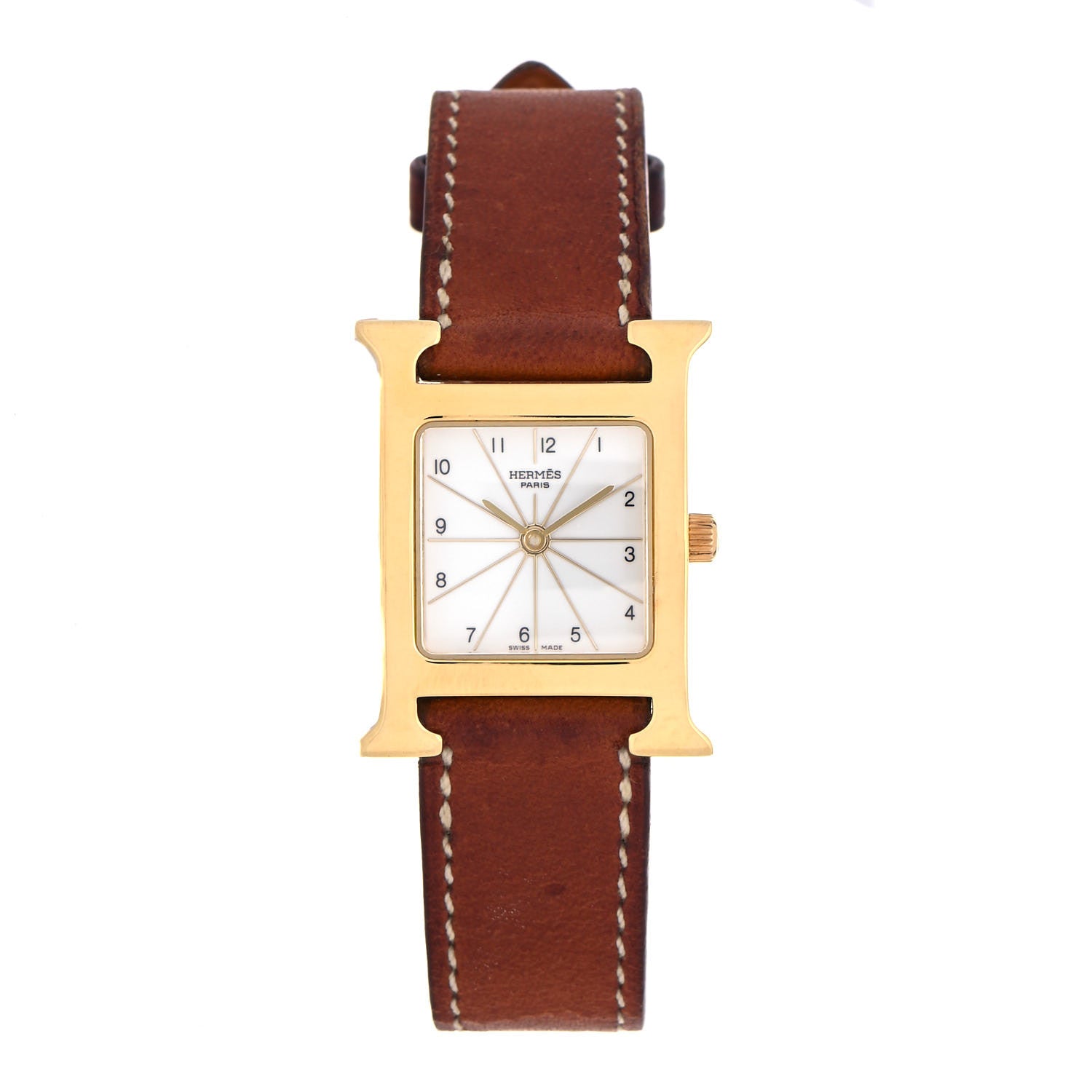 Hermes Stainless Steel Barenia 21mm Heure H Hour Quartz Watch Fauve 1 of 5