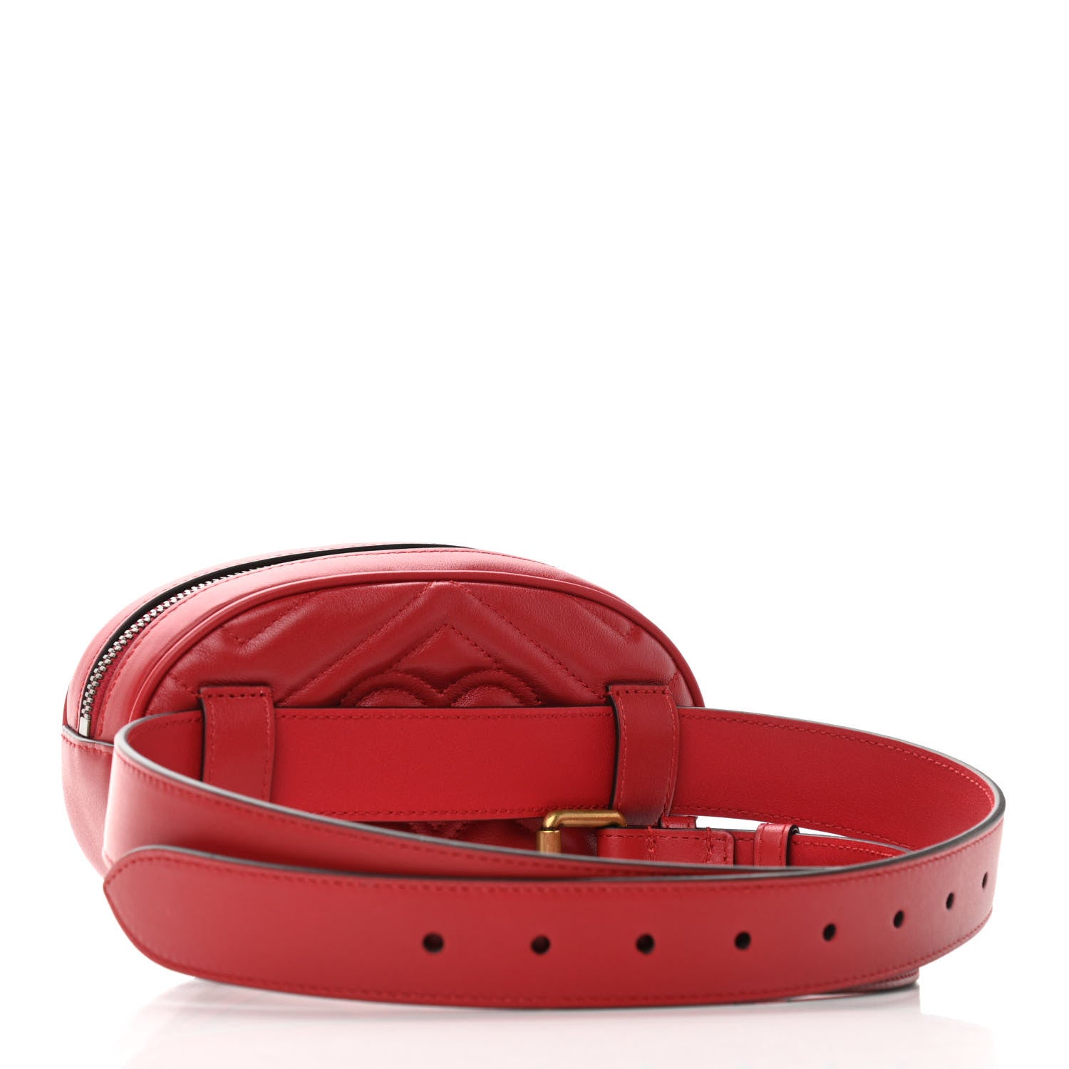 Gucci Calfskin Matelasse GG Marmont Belt Bag 85 34 Hibiscus Red 3 of 16