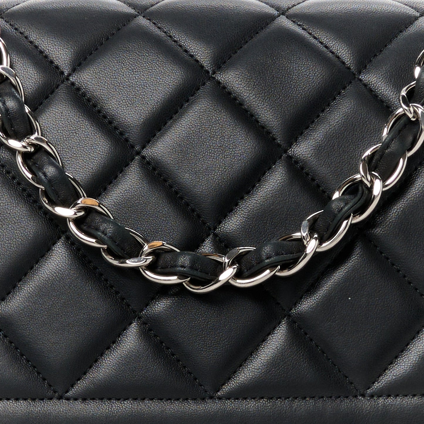 Lambskin Quilted Large Coco Rider Flap Black