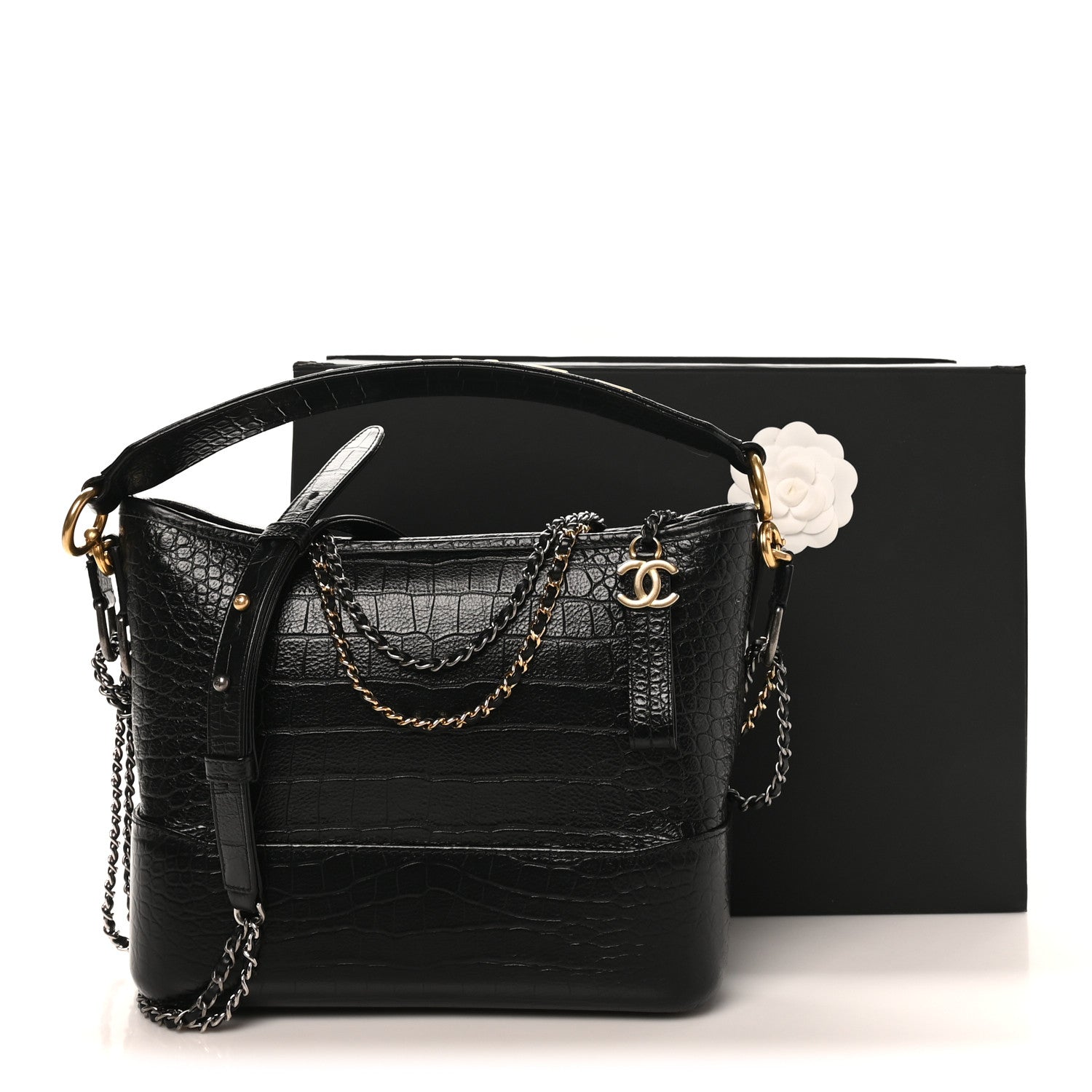 Chanel Crocodile Embossed Calfskin Medium Gabrielle Cocodile Hobo