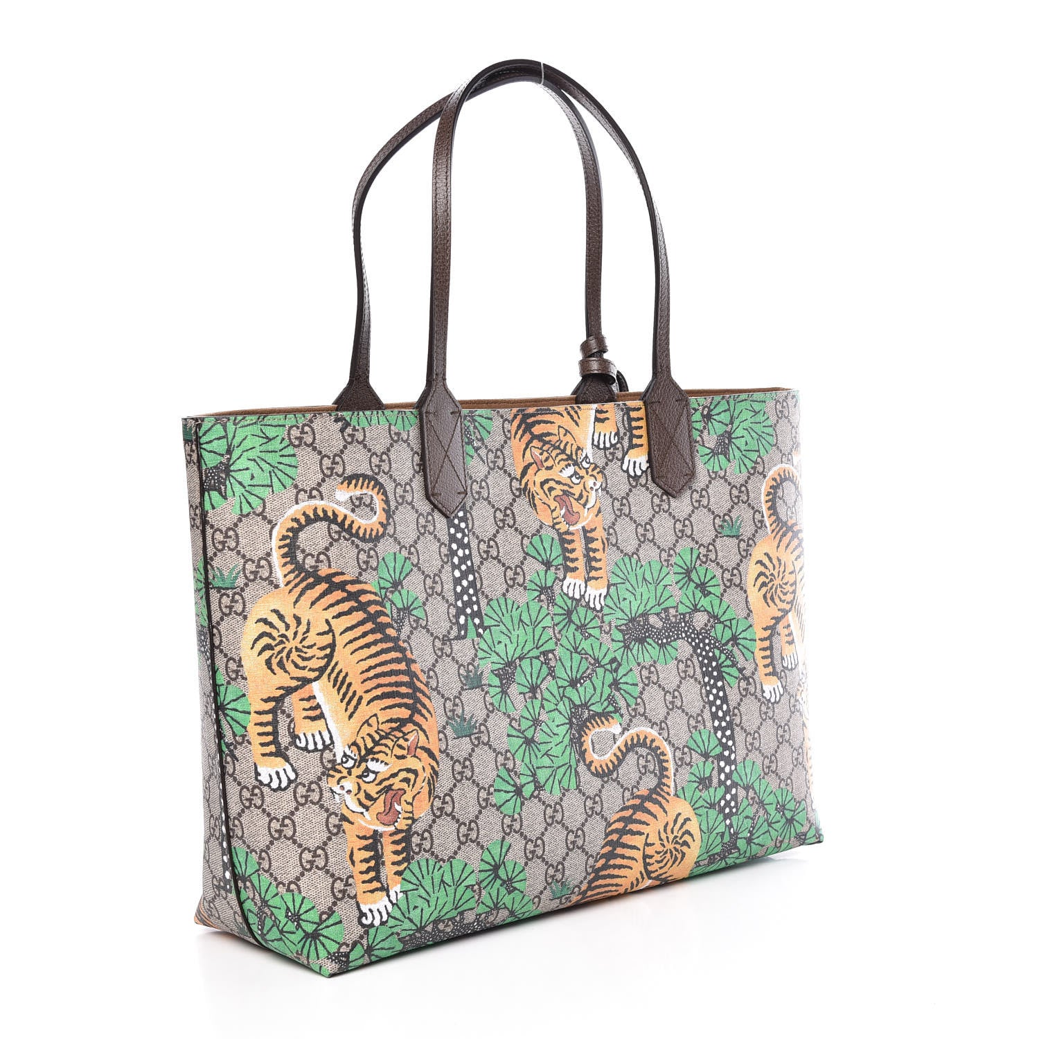 Gucci GG Supreme Monogram Bengal Medium Shopping Tote Beige Yard 3 of 9