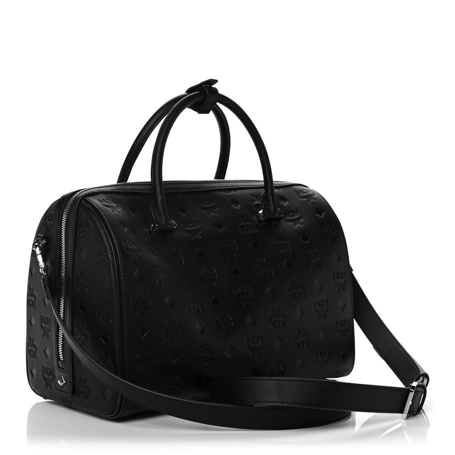 MCM Calfskin Ottomar Monogram Essential Boston Bag Black 3 of 10
