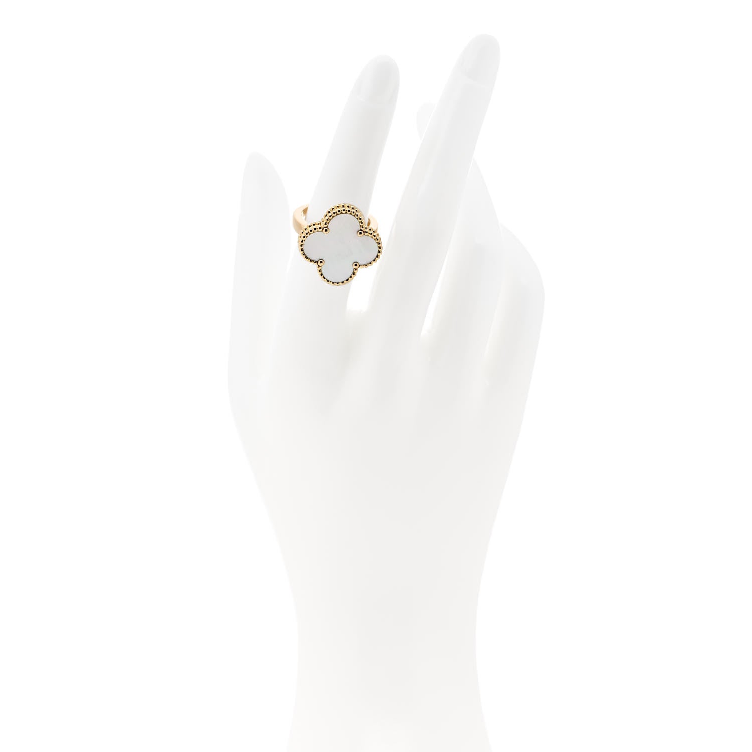 Van Cleef & Arpels 18K Yellow Gold Mother of Pearl Magic Alhambra Ring 52 6 2 of 7