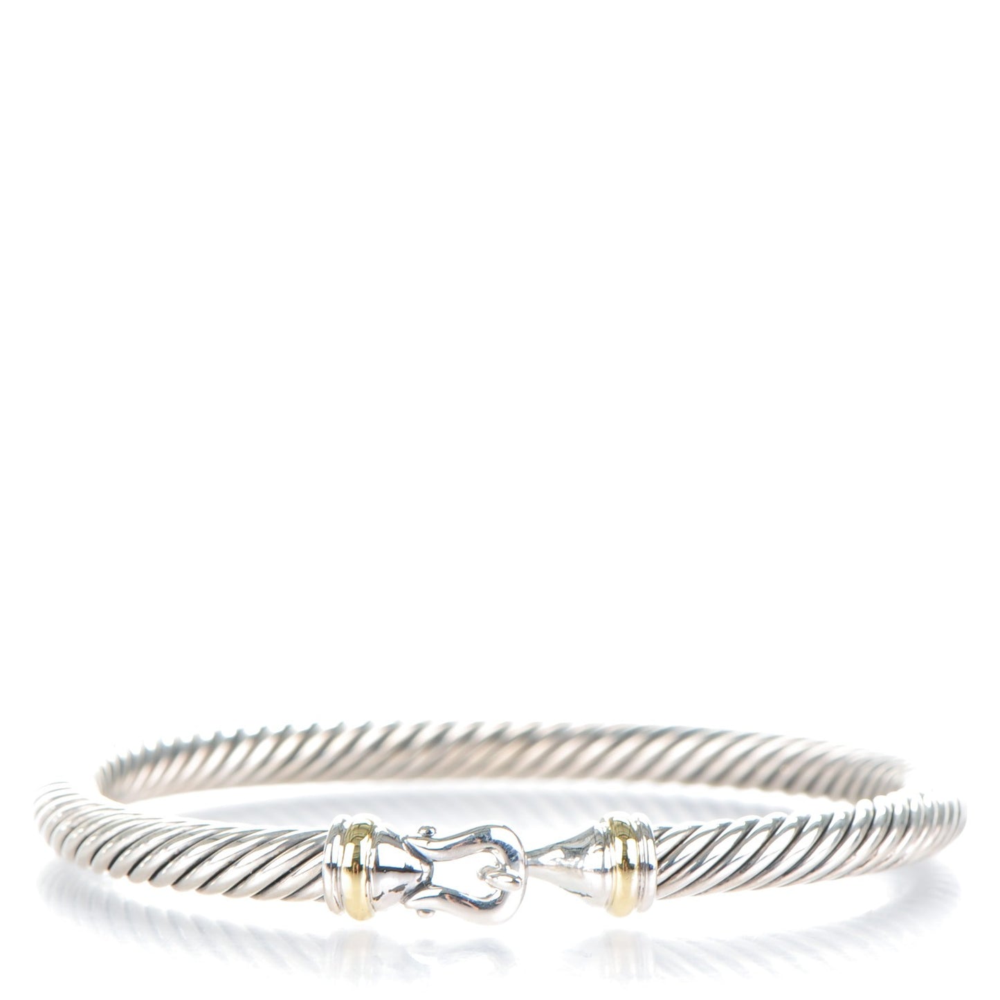 Sterling Silver 18K Yellow Gold 5mm Cable Classic Buckle Bracelet