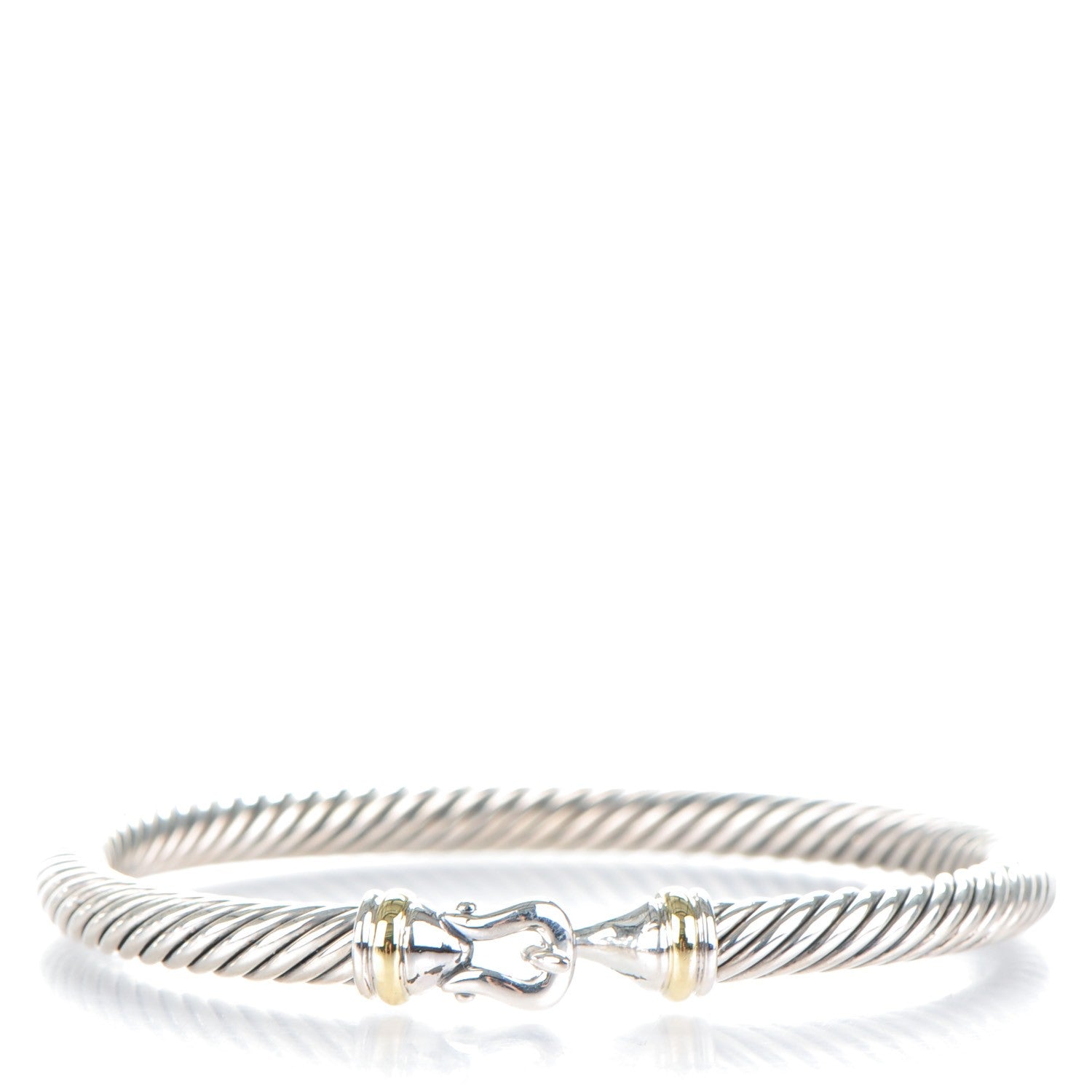David Yurman Sterling Silver 18K Yellow Gold 5mm Cable Classic Buckle Bracelet 1 of 6