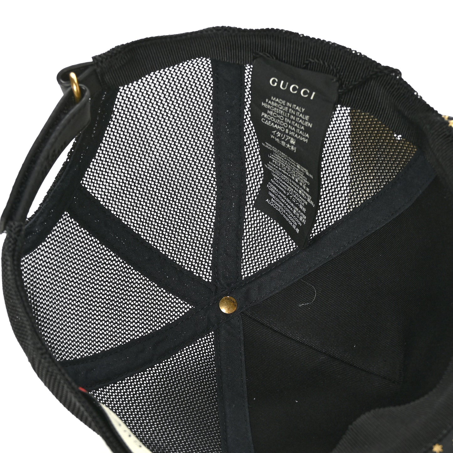 X SEGA Calfskin GUCCY Stars Baseball Hat L Black Gold