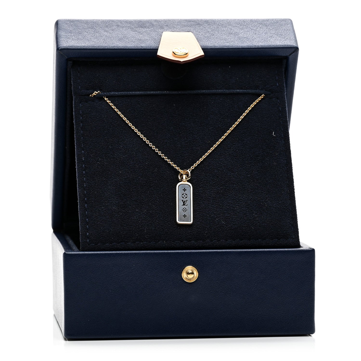 Louis Vuitton 18K Yellow Gold Blue Titanium Small Les Gastons Tag Pendant Necklace 5 of 5