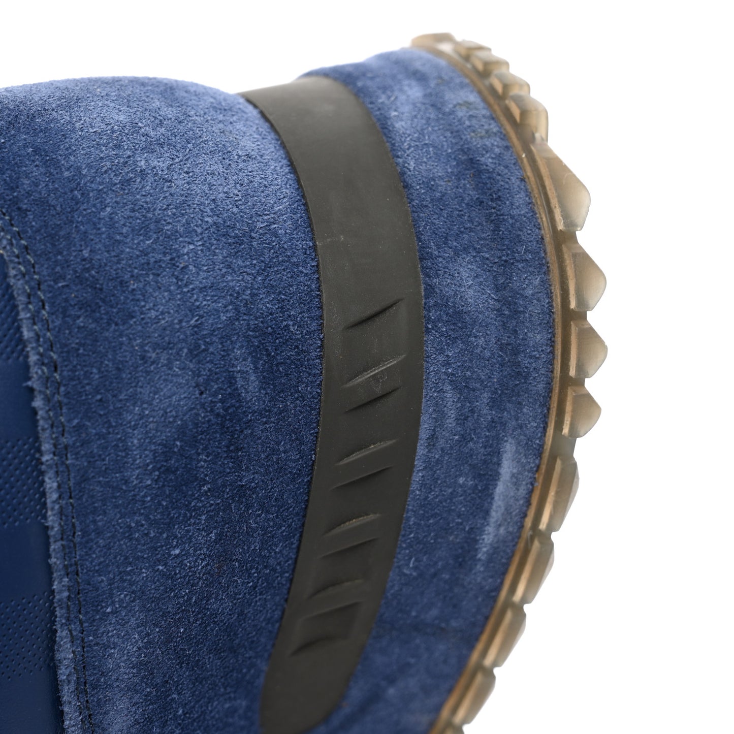 Calfskin Suede Damier Run Away Sneakers 10 Blue