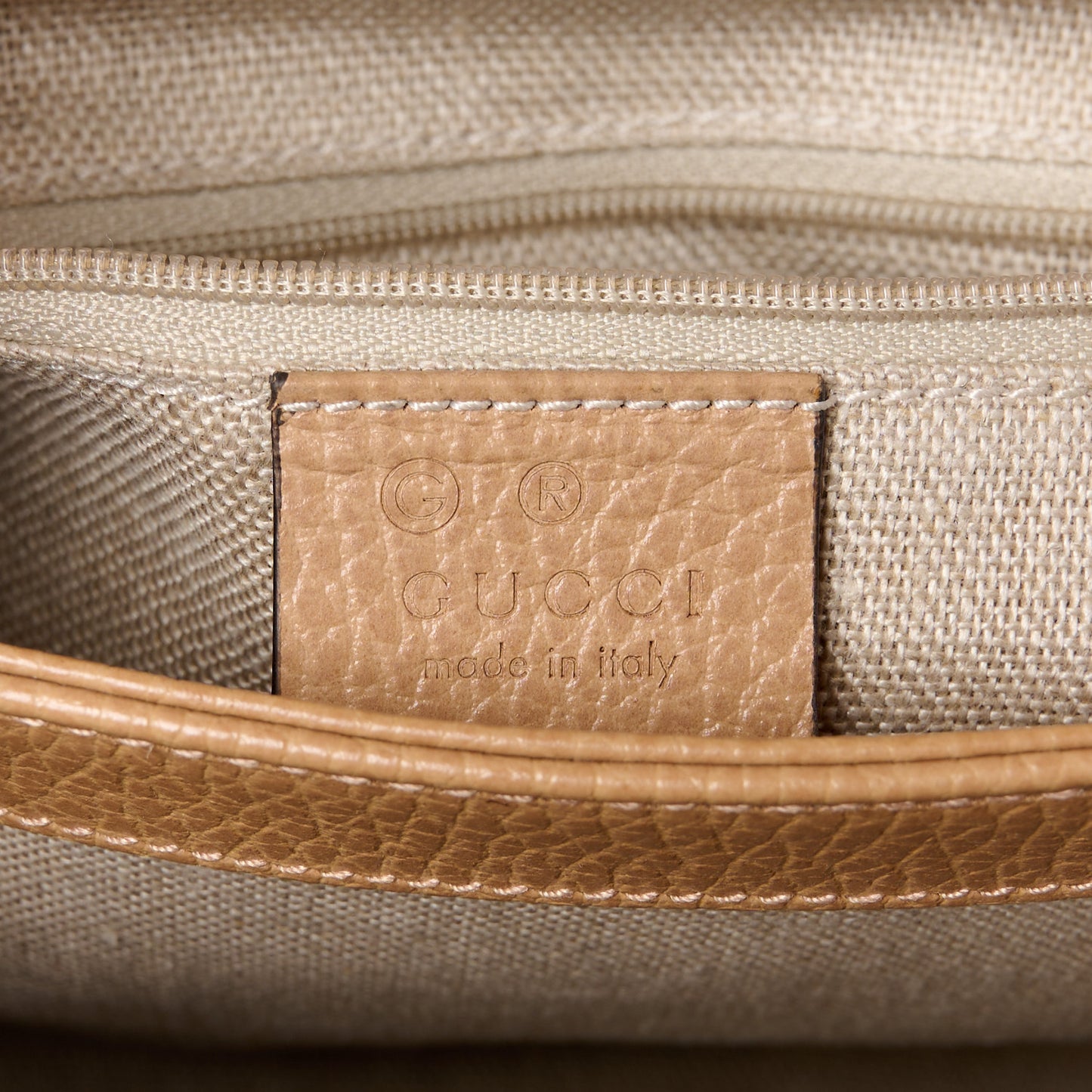 Dollar Calfskin Interlocking G Top Handle Shoulder Bag Camelia