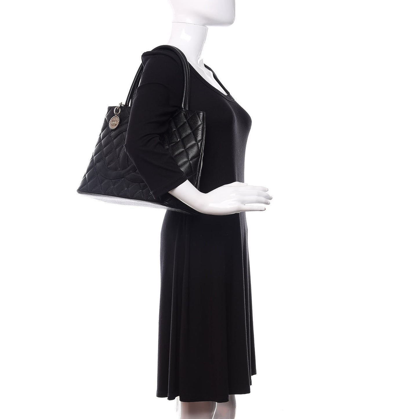 Caviar Quilted Medallion Tote Black