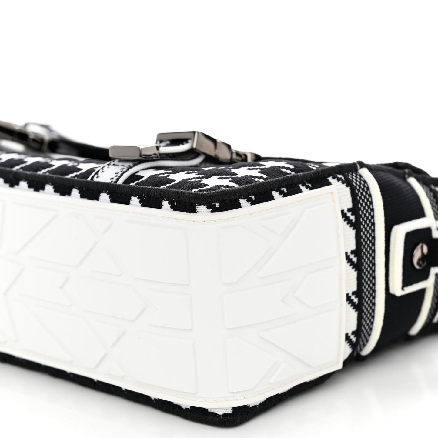 Canvas Houndstooth Embroidered Small Diorcamp Bag Black Multicolor