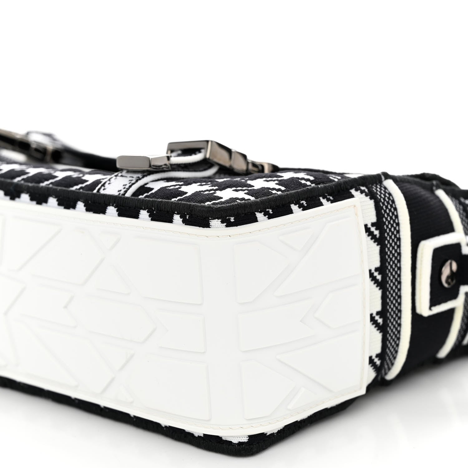 Christian Dior Canvas Houndstooth Embroidered Small Diorcamp Bag Black Multicolor 9 of 10