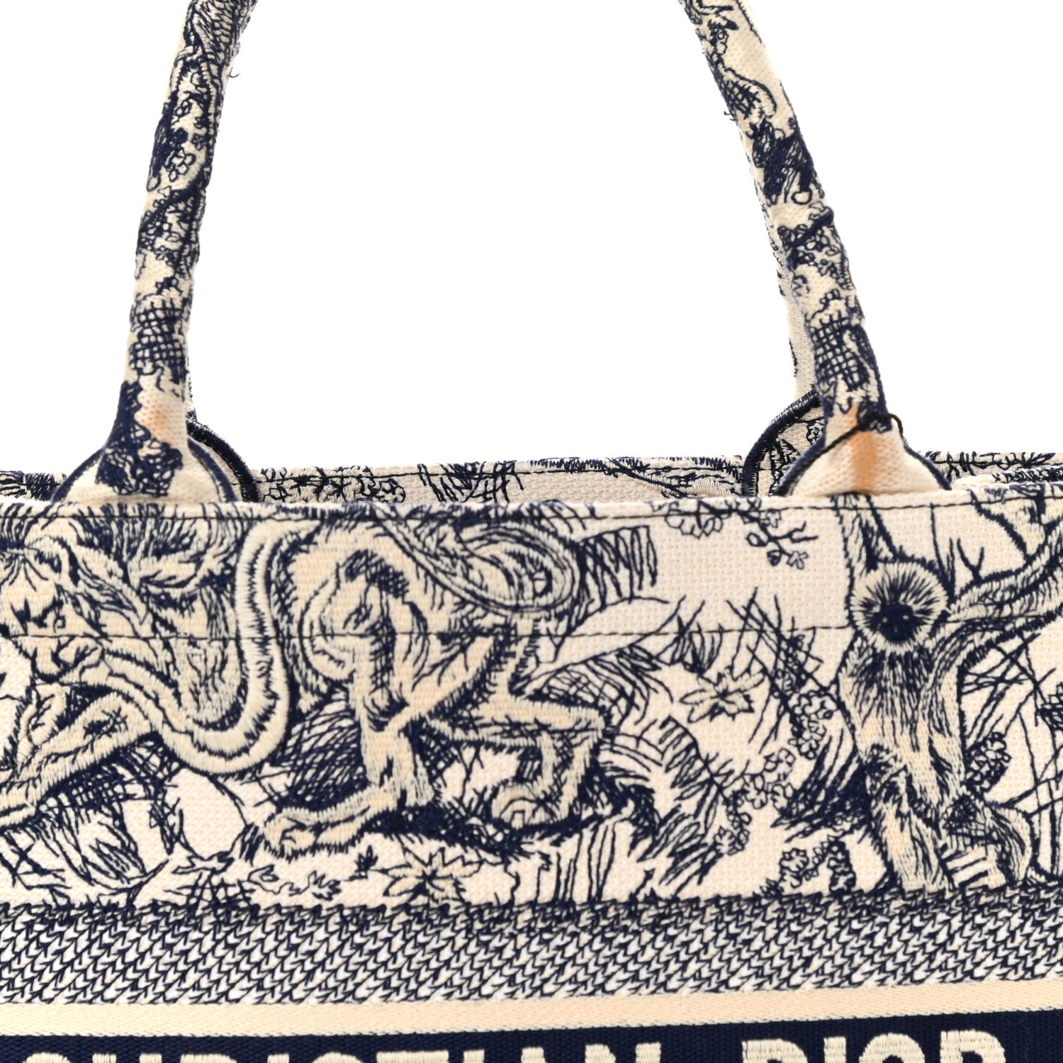Christian Dior Canvas Embroidered Medium Dioriviera Toile De Jouy Book Tote Blue 8 of 9