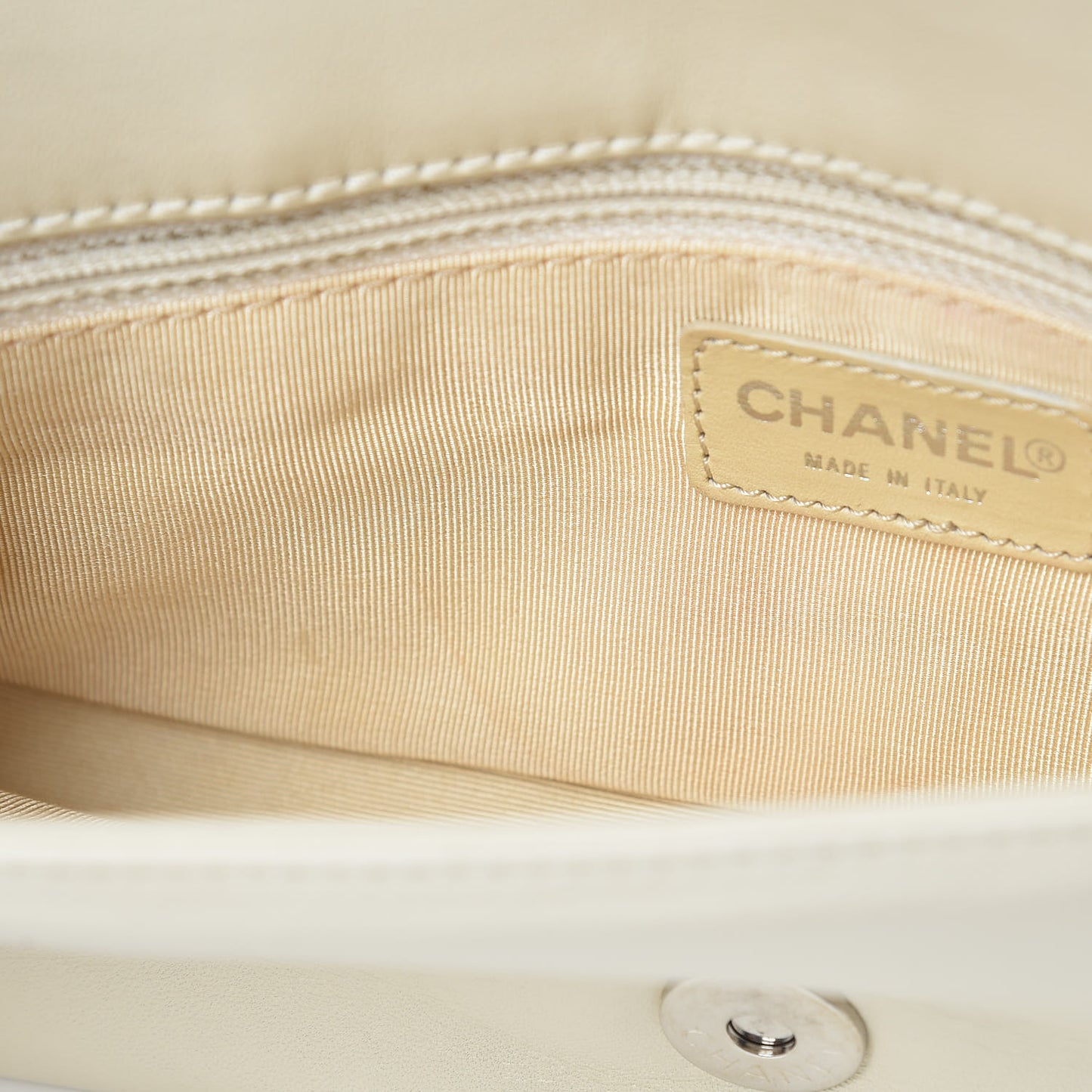 Lambskin Chocolate Bar Quilted CC Flap White