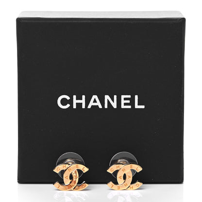 Chanel Metal CC Paris Button Stud Earrings Gold 5 of 5