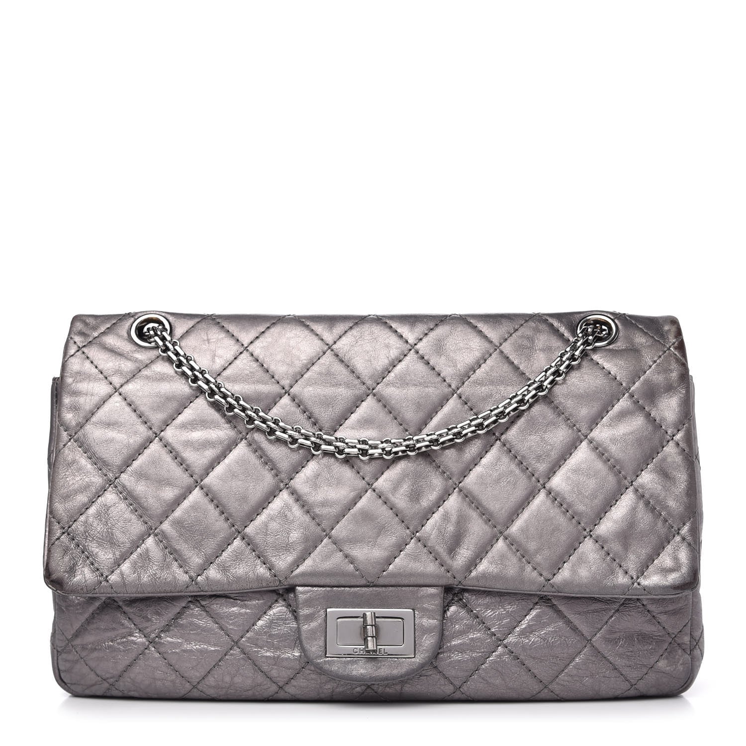 Chanel Metallic Aged Calfskin Quilted 2.55 Reissue 226 Flap Dark Silver 1 of 13