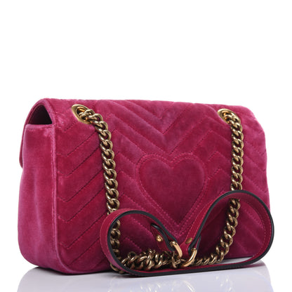 Gucci Velvet Matelasse Small GG Marmont Shoulder Bag Light Raspberry Rose 3 of 20