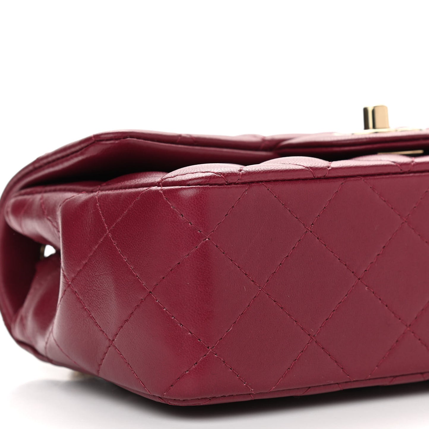 Lambskin Quilted Mini Rectangular Flap Burgundy