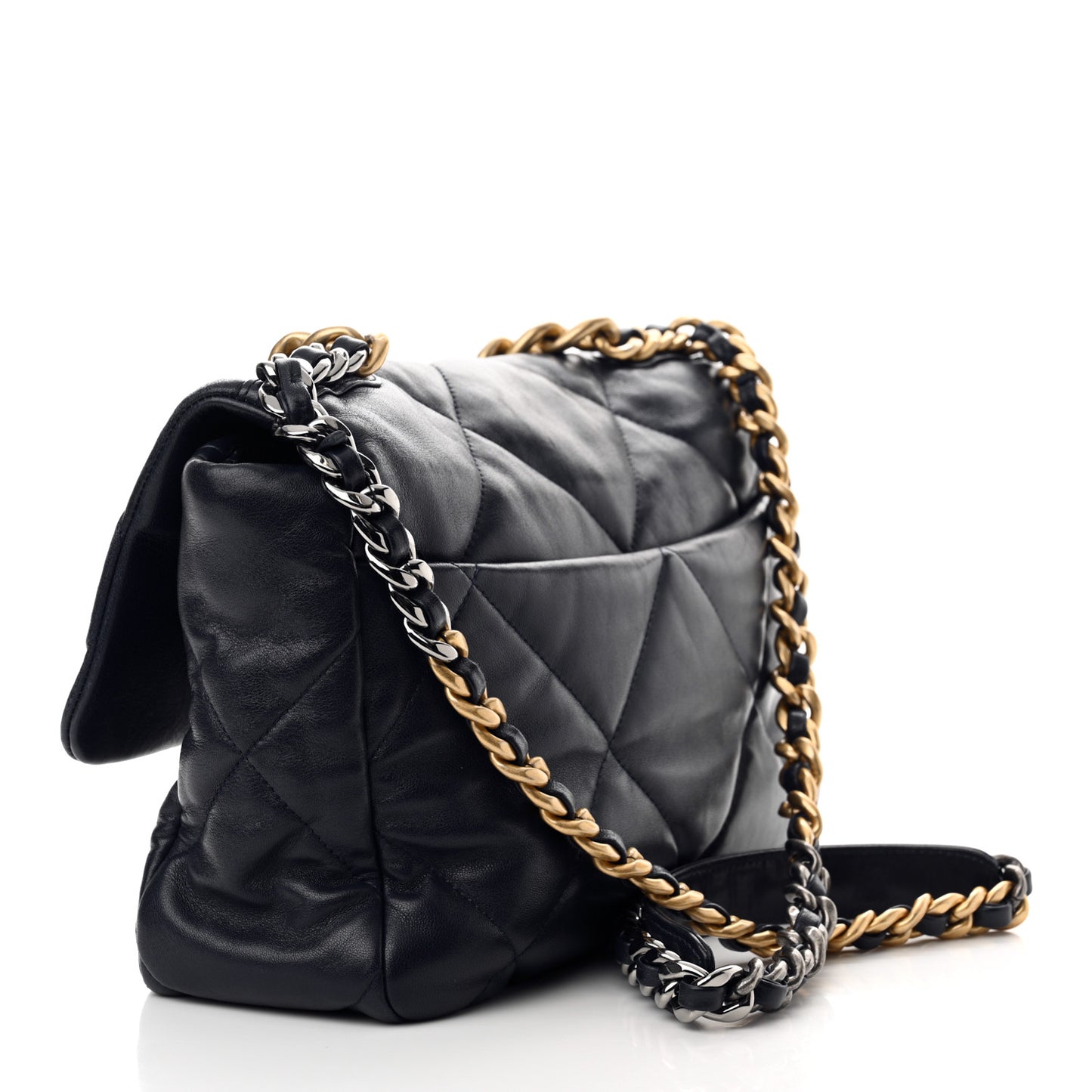 Goatskin Quilted Large Chanel 19 Flap Dark Blue