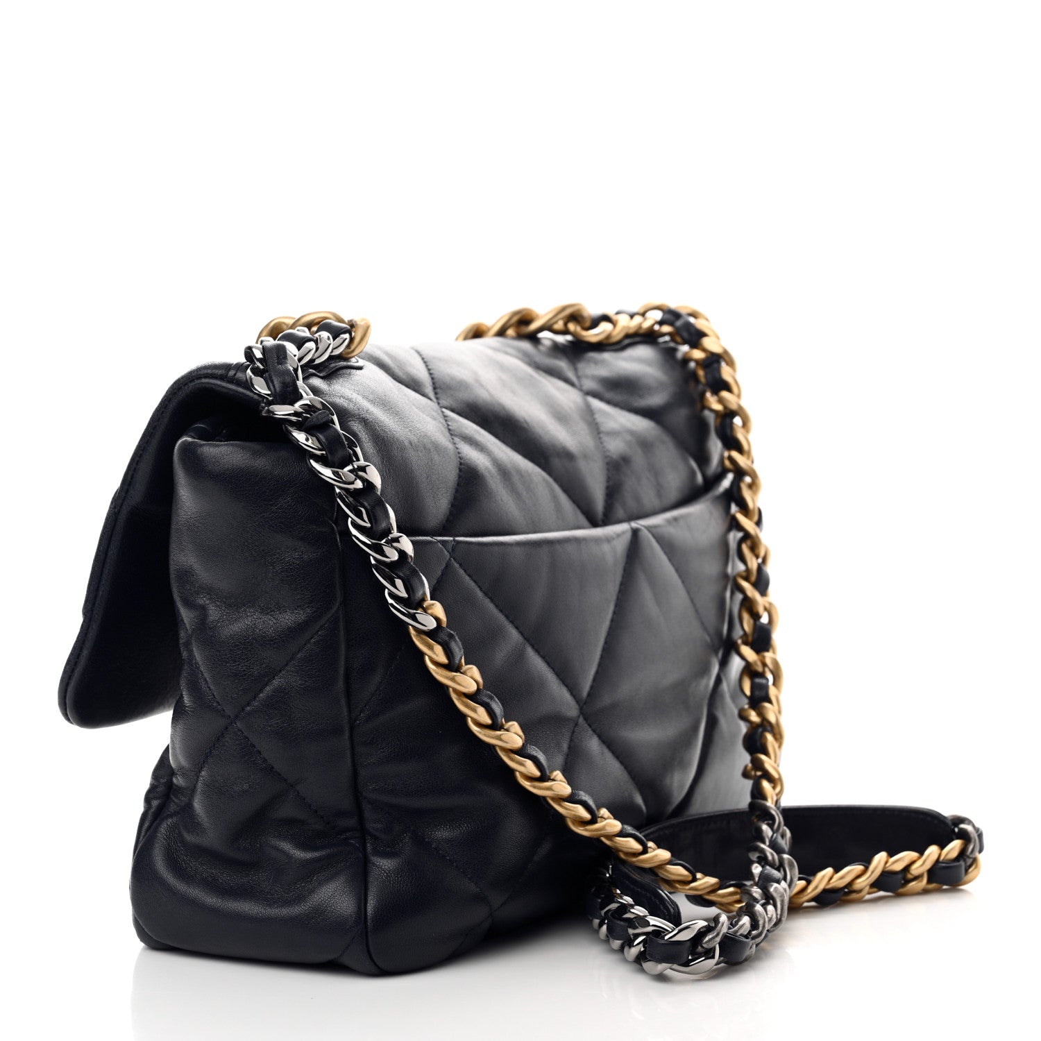 Chanel Goatskin Quilted Large Chanel 19 Flap Dark Blue 3 of 10