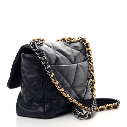 Chanel Goatskin Quilted Large Chanel 19 Flap Dark Blue 3 of 10