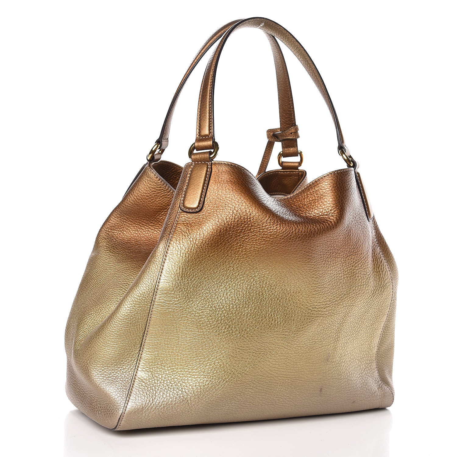 Gucci Metallic Pebbled Calfskin Medium Soho Shoulder Bag Gold Ombre 3 of 9
